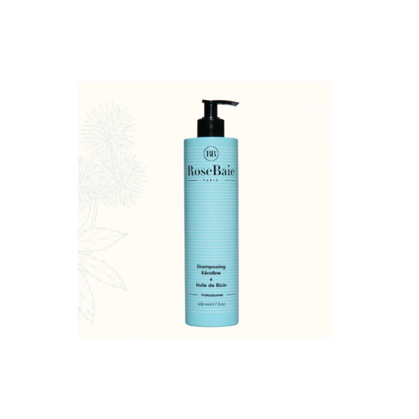 Shampoing Huile De Ricin X Kératine Rosebaie 500ML