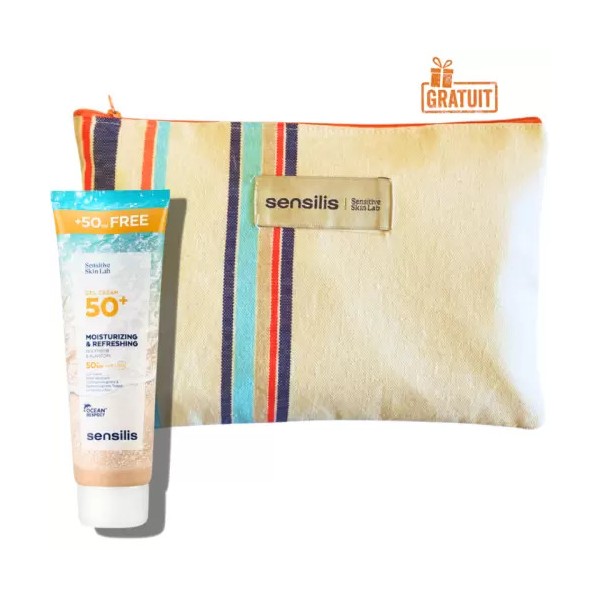 SENSILIS TROUSSE FOUTA+GEL CREME HYDRATANT RAFRAICHISSANT SPF50+ 250ML
