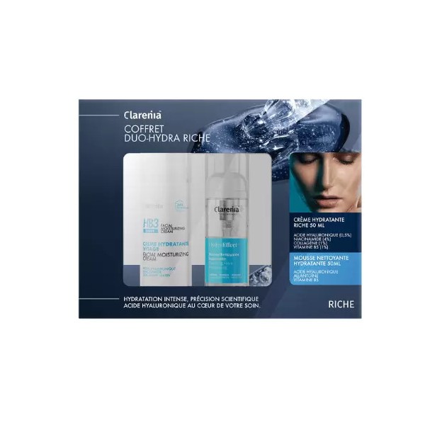 CLARENIA COFFRET DUO-HYDRA RICHE+MOUSSE HYDRATANTE 50ML(OFFERT)