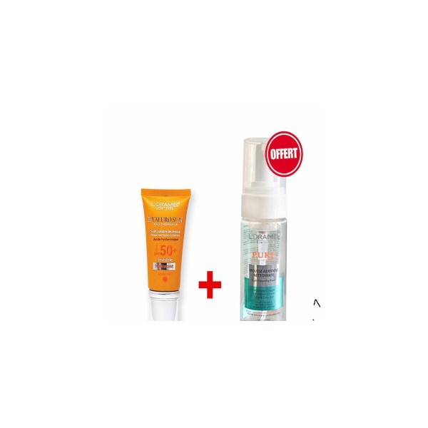 L'Oramel écran solaire hydratant SPF50+ - 40ml + Mousse nettoyante - 150ml offerte