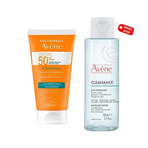 Avène Cleanance Solaire SPF50+ & Cleanance Eau Micellaire 100 ml Offerte