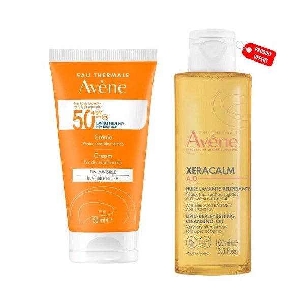 Avène Solaire Crème Invisible + Xeracalm Huile Lavante 100 ml Offerte