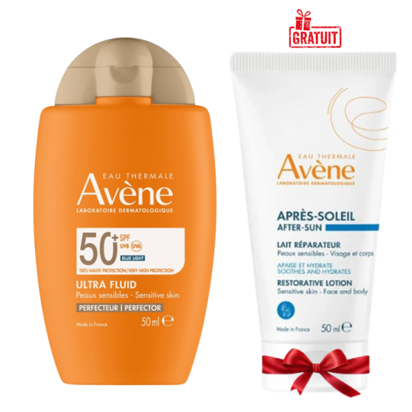 AVENE ULTRA FLUID PERFECTEUR TEINTE SPF50+ 50ML+LAIT APRES SOLEIL 50ML (OFFERT)